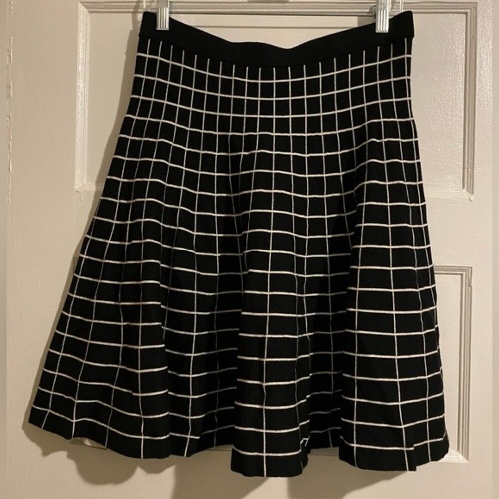 Ava Couture Checker Striped Black and White Full Circle Skirt